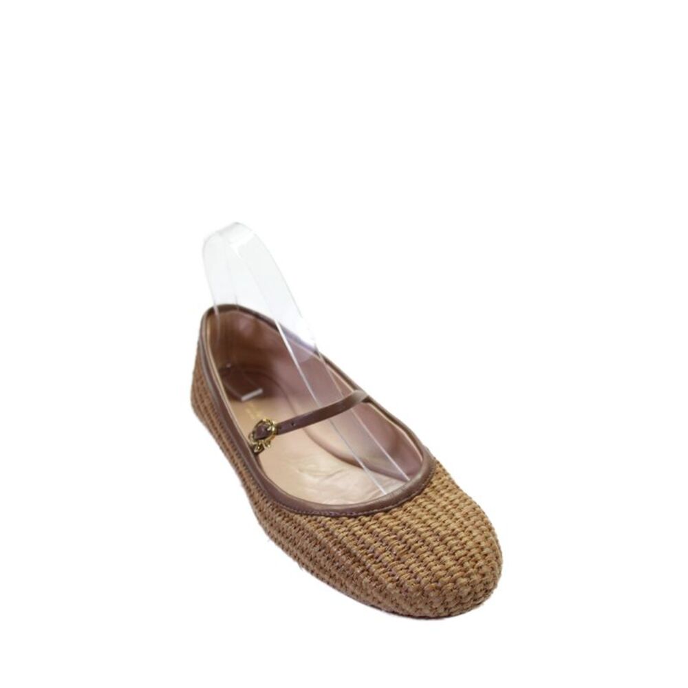 Gianvito Rossi Womens Woven Leather Trim Ballet Flats Brown Size 37 7